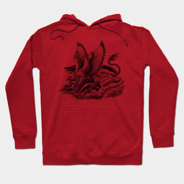 Fierce Mythical Griffin Flying in the Mist Hoodie by Tred85